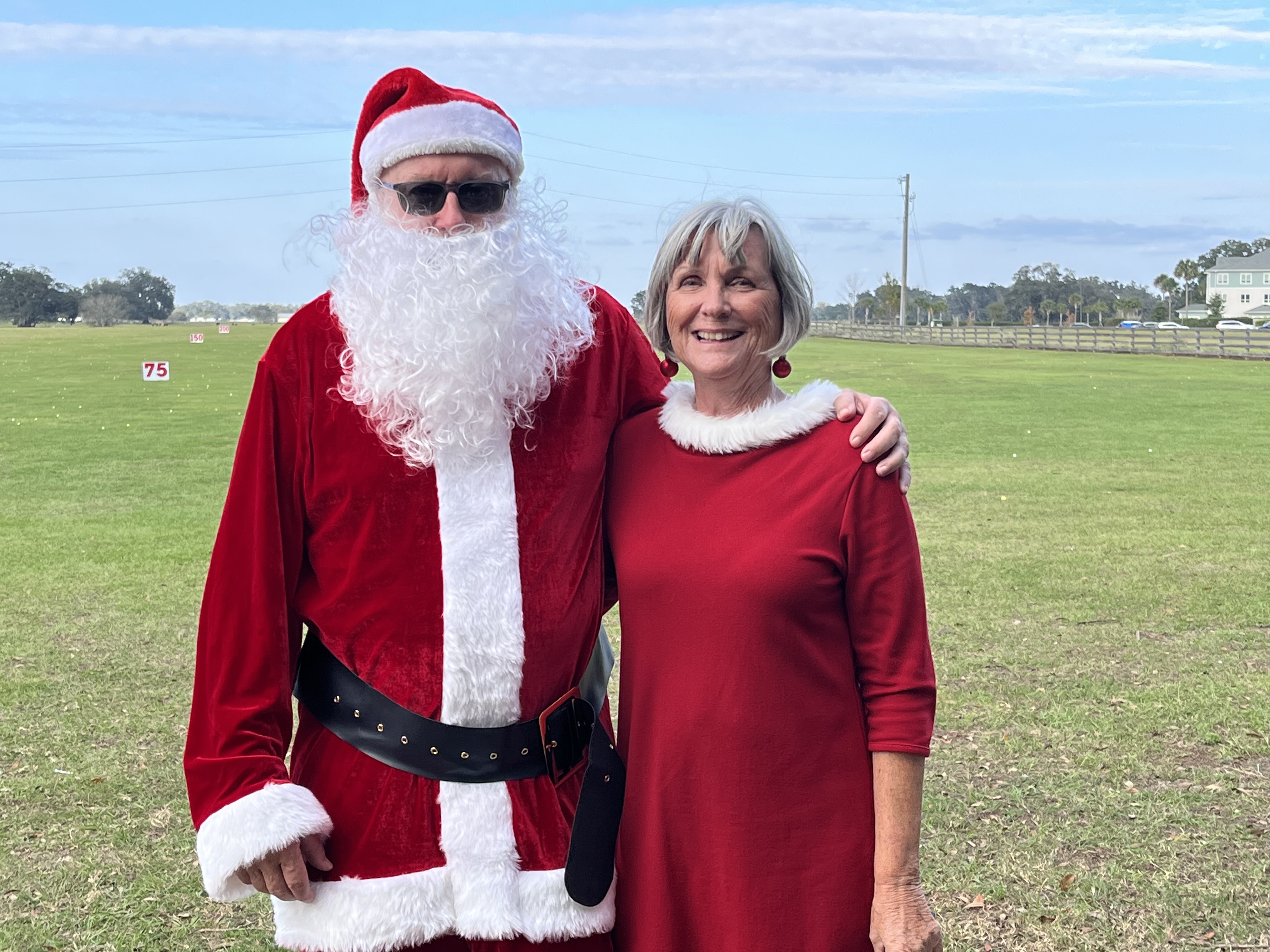 Christmas event at Oxford Golf Academy with Santa on the range