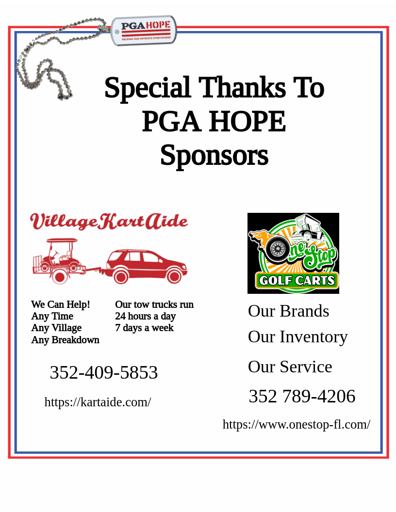 Special Thanks to PGA HOPE Sponsors